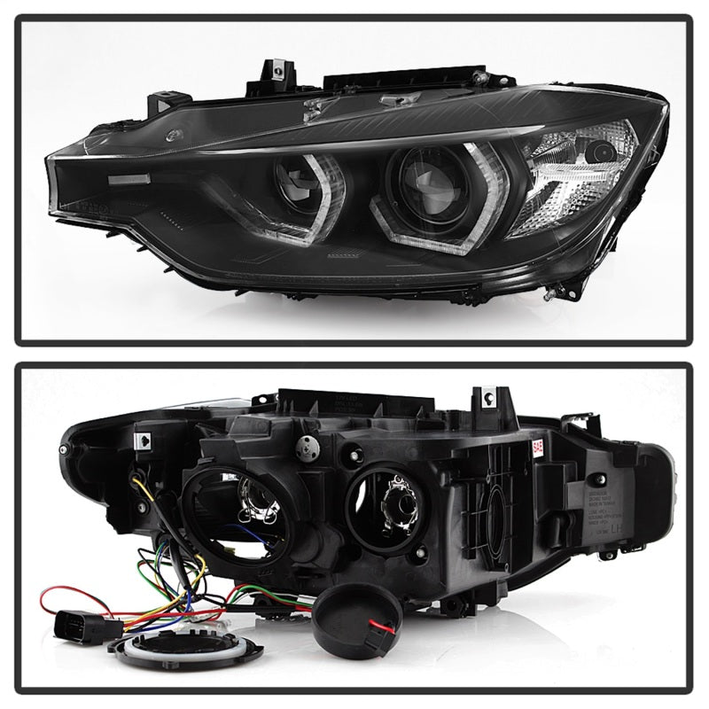 Spyder 12-14 BMW F30 3 Series 4DR Projector Headlights - LED DRL - Black (PRO-YD-BMWF3012-DRL-BK) - eliteracefab.com