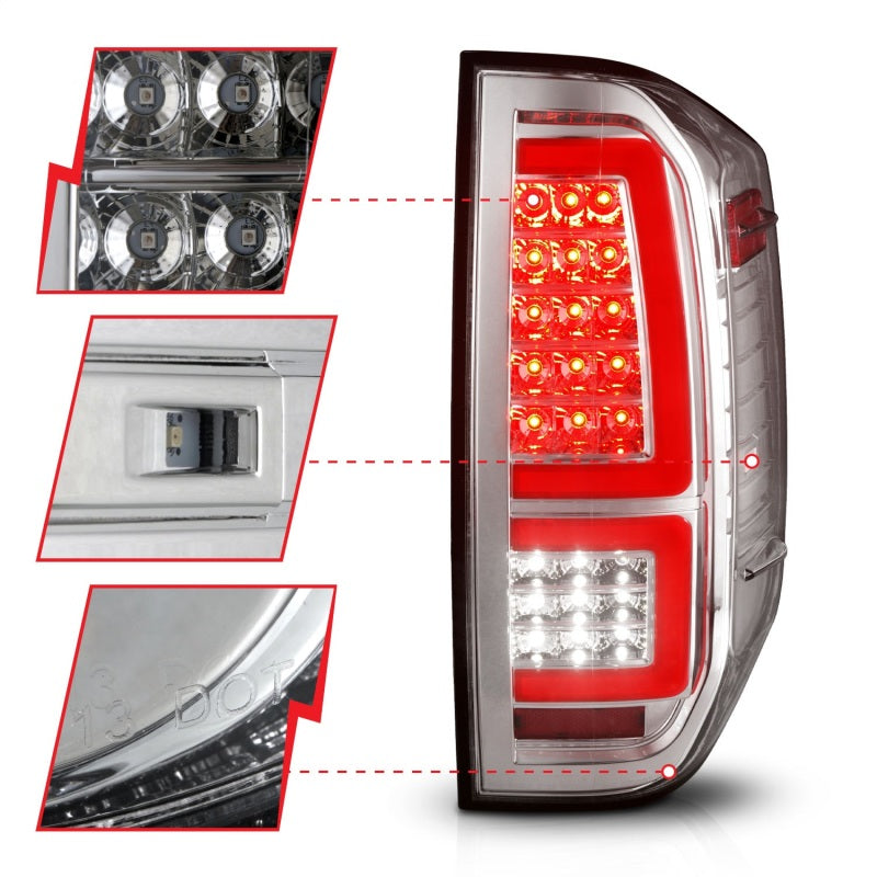 ANZO 2014-2021 Toyota Tundra LED Taillights Chrome Housing/Clear Lens - eliteracefab.com