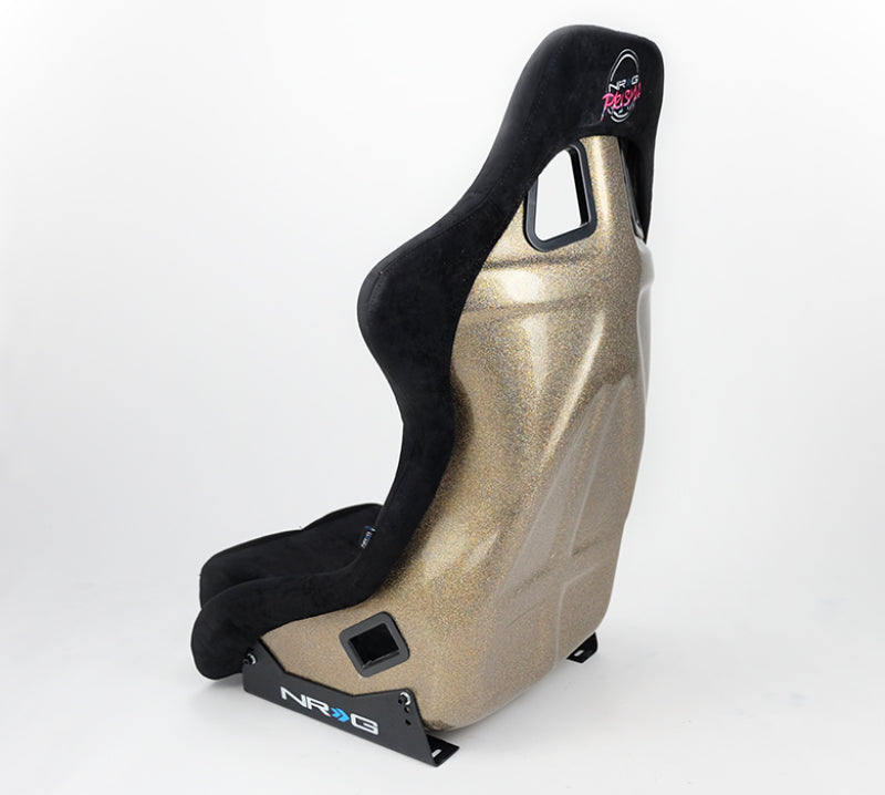 NRG FRP Bucket Seat ULTRA Edition - Large (Black Alcantara/Gold Glitter Back) - FRP-302BK-ULTRA