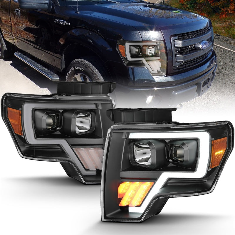 ANZO 2009-2014 Ford F-150 Projector Light Bar G4 H.L. Black Amber - eliteracefab.com