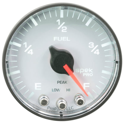Autometer Spek-Pro Gauge Fuel Level 2 1/16in 0-270 Programmable Wht/Blk P312128