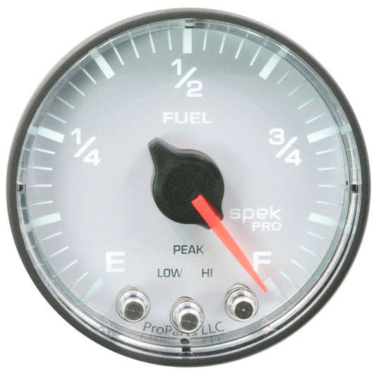 Autometer Spek-Pro Gauge Fuel Level 2 1/16in 0-270 Programmable Wht/Blk P312128