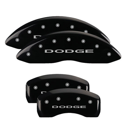 MGP 4 Caliper Covers Engraved Front & Rear With out stripes/Dodge Black finish silver ch MGP