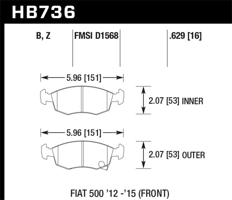 Hawk Performance HPS 5.0 Front Brake Pads - HB736B.629