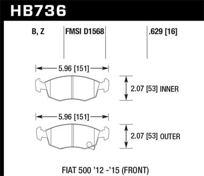 Hawk Performance Ceramic Front Brake Pads - HB736Z.629 Hawk Performance