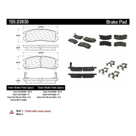 POSIQUIET MITSUBISHI REAR CERAMIC BRAKE PADS, 105.03830 - eliteracefab.com