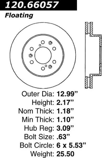 CENTRIC C-TEK STANDARD BRAKE ROTOR – FRONT, 121.66057 - eliteracefab.com