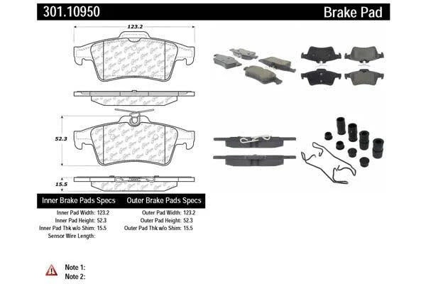 CENTRIC CENTRIC PREMIUM CERAMIC BRAKE PADS, 301.10950 - eliteracefab.com