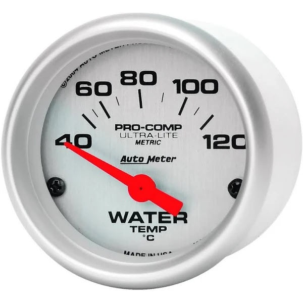 AutoMeter GAUGE; WATER TEMP; 2 1/16in.; 40-120deg.C; ELECTRIC; ULTRA-LITE - eliteracefab.com