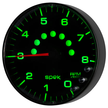Autometer Spek-Pro Gauge Tachometer 5in 8K Rpm W/Shift Light & Peak Mem Black/Black P238328