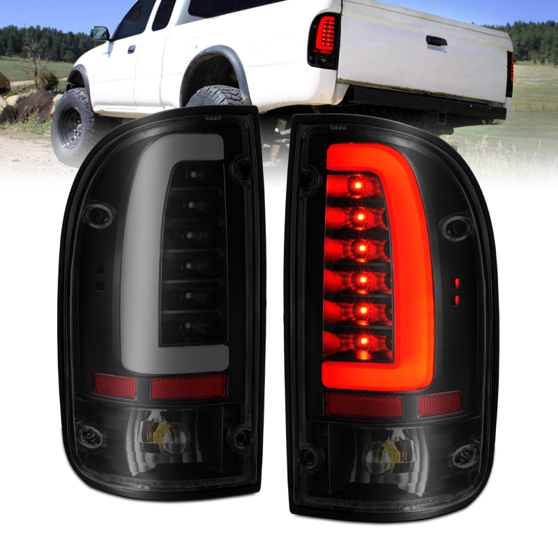 ANZO 1995-2000 Toyota Tacoma LED Taillights Black Housing Smoke Lens (Pair) - eliteracefab.com
