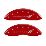 MGP 4 Caliper Covers Engraved Front & Rear With stripes/Durango Red finish silver ch