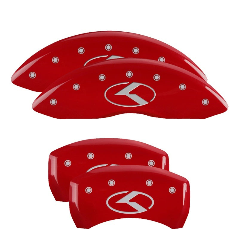 MGP 4 Caliper Covers Engraved Front & Rear Circle K/Kia Red Finish Silver Char 2018 Kia Stinger MGP
