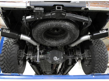 aFe Large Bore-HD 4in 409 Stainless Steel DPF-Back Exhaust w/Black Tip 15-16 Ford Diesel V8 Trucks aFe