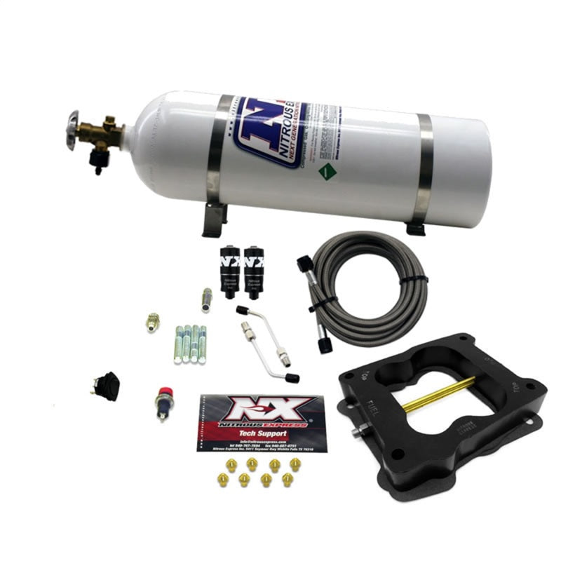 Nitrous Express Q-Jet/Holley Spread Bore Hitman Nitrous Kit (100-150-200HP) w/15lb Bottle