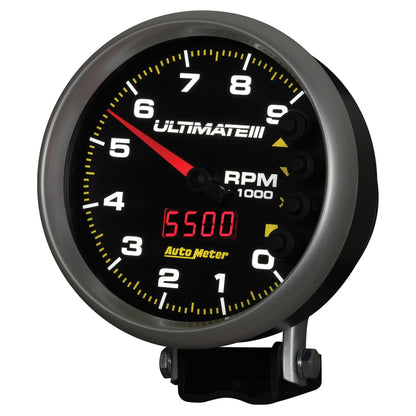 Autometer 5 inch Ultimate III Playback Tachometer 9000 RPM - Black 6887