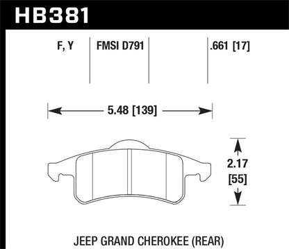 Hawk 99-04 Jeep Grand Cherokee LTS Street Rear Brake Pads - eliteracefab.com