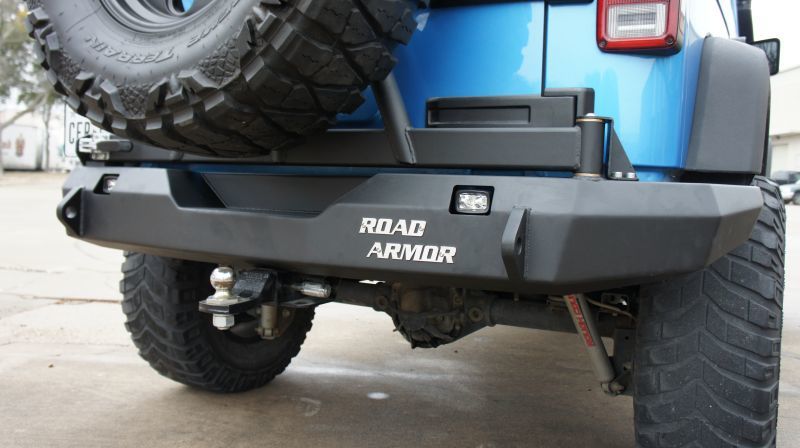 Road Armor 07-17 Jeep Wrangler JK Stealth Rear Non-Winch Bumper w/Tire Carrier - Tex Blk Road Armor