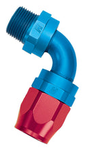 Load image into Gallery viewer, Russell Performance -12 AN Red/Blue 90 Deg Full Flow Swivel Pipe Thread Hose End (With 1/2in NPT)