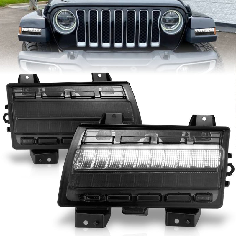 ANZO Wrangler 18-21/Gladiator 20+ LED Side Marker Lights Smoke w Sequential Signal - eliteracefab.com