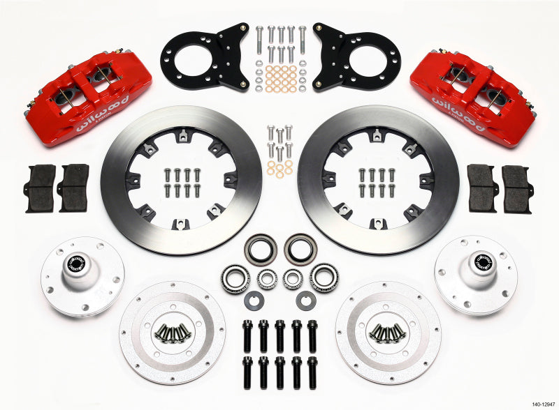 Wilwood Dynapro 6 Front Hub Kit 12.19in Red 1965-1969 Mustang Disc & Drum Spindle Wilwood