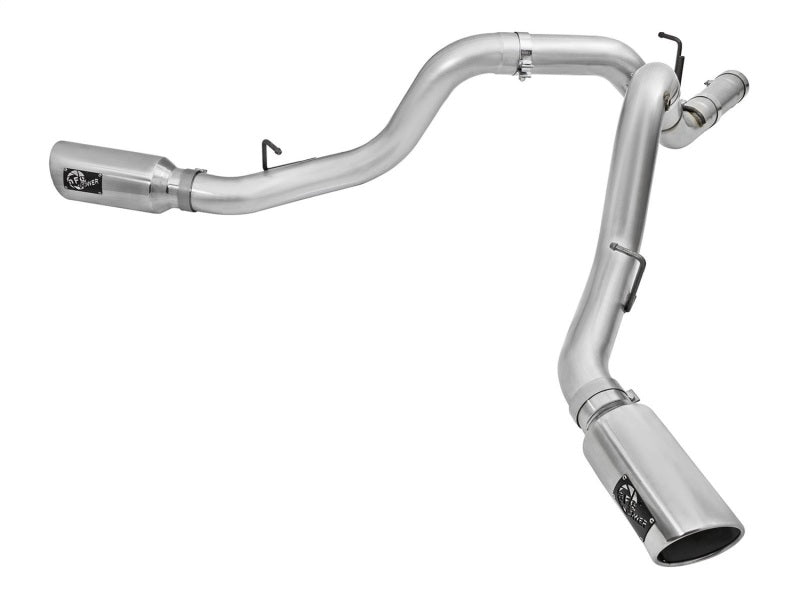 aFe Atlas Exhaust 4in Dual DPF-Back Al Steel w/ Pol Tips 16-17 GM Diesel Truck V8-6.6L (td) LML aFe