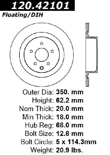 CENTRIC 08-09 G37 SPORT 6MT / 09 370Z SPORT PKG REAR PERFORMANCE ROTOR, 120.42101 - eliteracefab.com