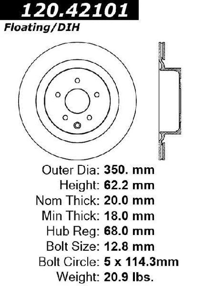 CENTRIC 08-09 G37 SPORT 6MT / 09 370Z SPORT PKG REAR PERFORMANCE ROTOR, 120.42101 - eliteracefab.com