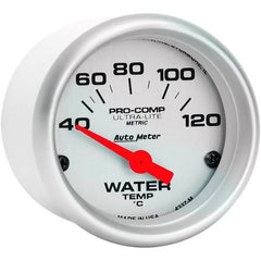 AutoMeter GAUGE; WATER TEMP; 2 1/16in.; 40-120deg.C; ELECTRIC; ULTRA-LITE - eliteracefab.com