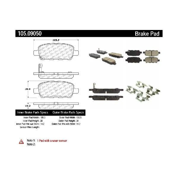 POSIQUIET NISSAN REAR BRAKE PADS, 105.09050 - eliteracefab.com