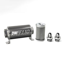 Load image into Gallery viewer, DeatschWerks Stainless Steel 8AN 10 Micron Universal Inline Fuel Filter Housing Kit (110mm) - eliteracefab.com