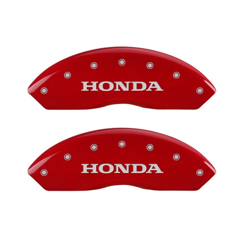 MGP 4 Caliper Covers Engraved Front Honda Engraved Rear H Logo Red finish silver ch MGP