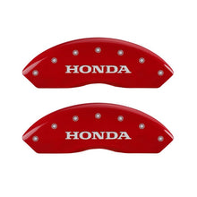 Load image into Gallery viewer, MGP 4 Caliper Covers Engraved Front Honda Engraved Rear H Logo Red finish silver ch MGP