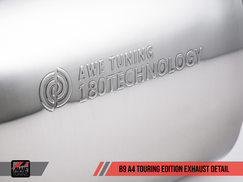 AWE Tuning Audi B9 A4 Touring Edition Exhaust Dual Outlet - Chrome Silver Tips (Includes DP) - eliteracefab.com