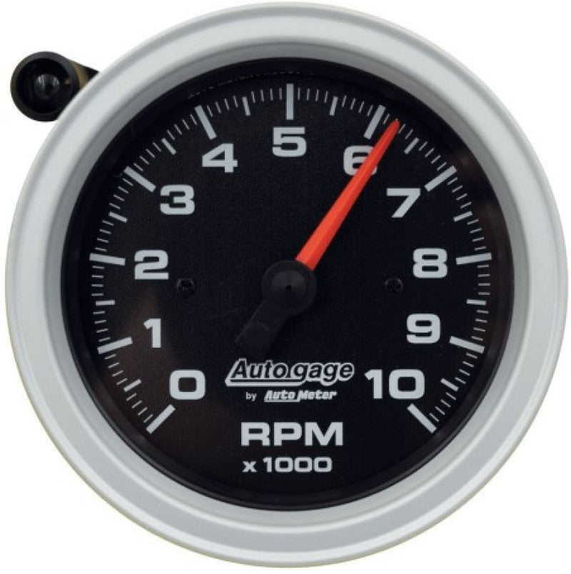 AutoMeter GAUGE; TACH; 3 3/4in.; 10K RPM; PEDESTAL W/EXT SHIFT LIGHT; BLK DIAL BLK CASE; A - eliteracefab.com