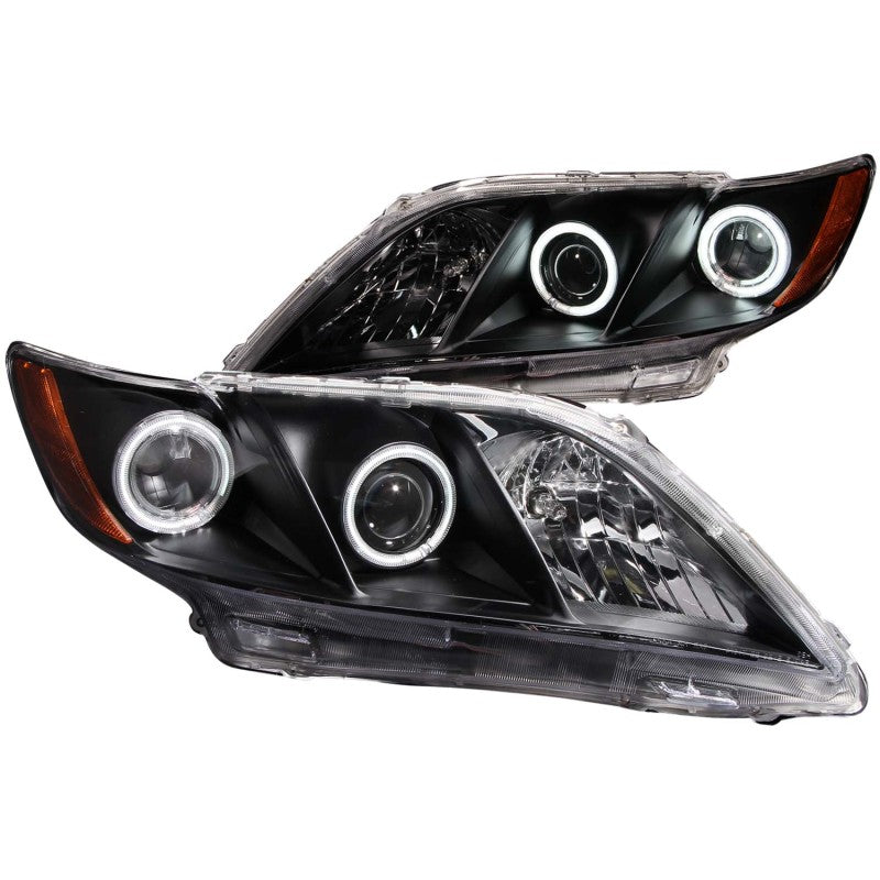 ANZO USA Toyota Camry Projector Headlights W/ Halo Black; 2007-2009 - eliteracefab.com