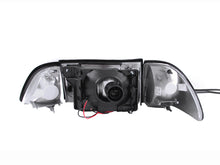 Load image into Gallery viewer, ANZO USA Ford Mustang Crystal Headlights Black W/ Corner Lights 2pc; 1987-1993 - eliteracefab.com