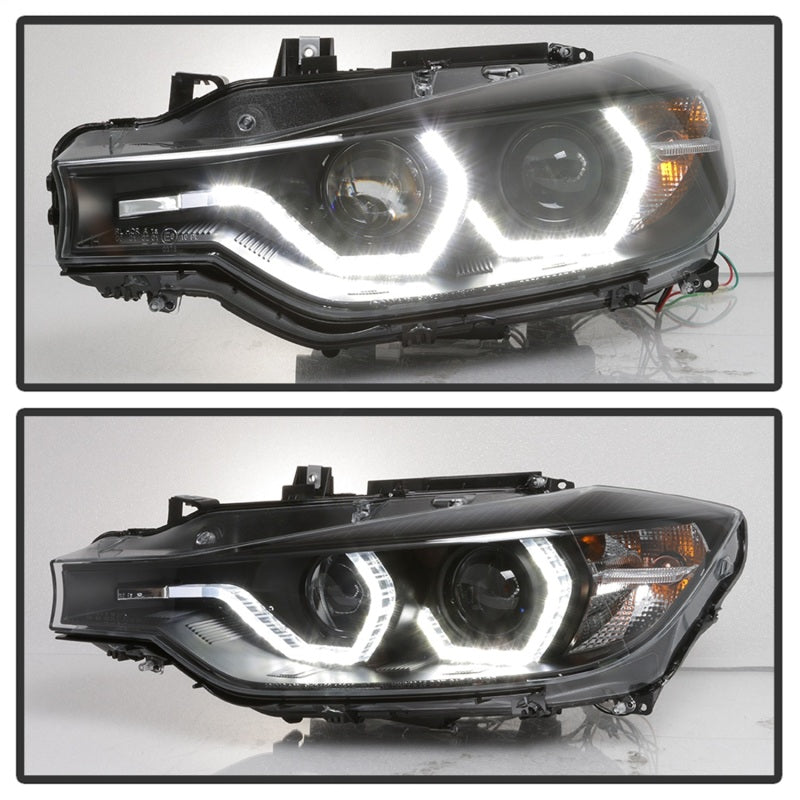 Spyder 12-14 BMW F30 3 Series 4DR Projector Headlights - LED DRL - Black (PRO-YD-BMWF3012-DRL-BK) - eliteracefab.com