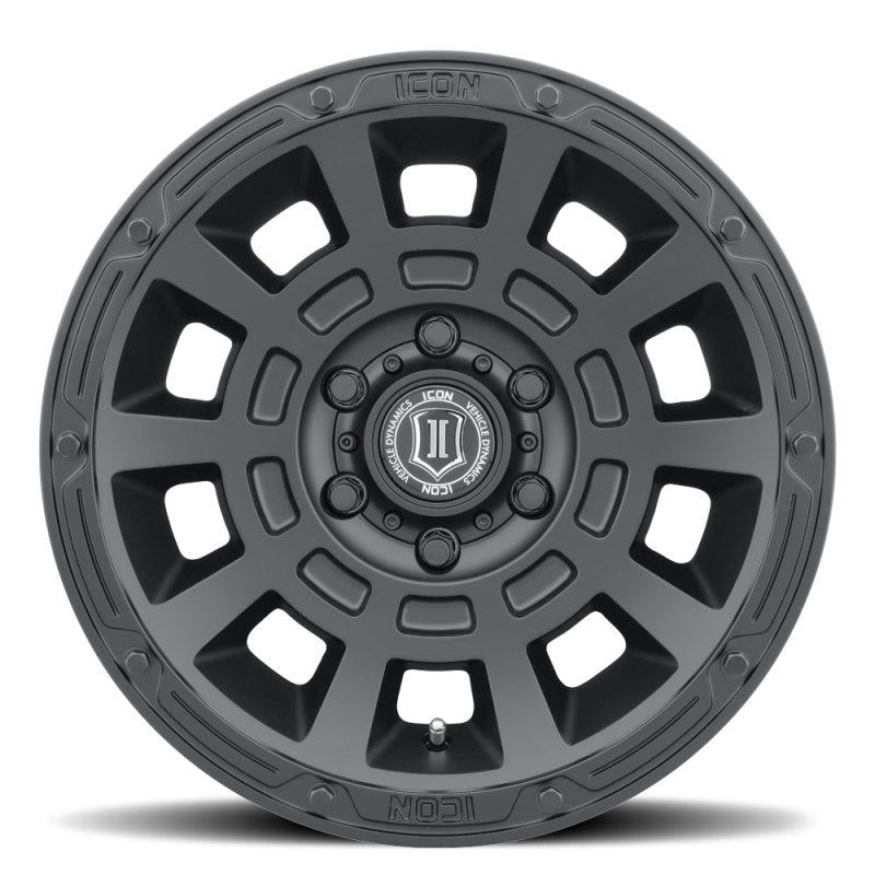 ICON Thrust 17x8.5 6x5.5 0mm Offset 4.75in BS Satin Black Wheel - eliteracefab.com