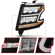 Load image into Gallery viewer, ANZO 15-20 Chevy Tahoe/Suburban LED Light Bar Style Headlights Black w/Sequential w/DRL w/Amber - eliteracefab.com