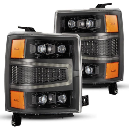 AlphaRex 880241 04-15 Chevy 1500 NOVA-Series LED Proj Headlights Alpha BL w/Activ Light/Seq Signal & SB DRL