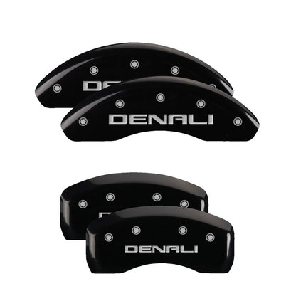 MGP 4 Caliper Covers Engraved Front & Rear Denali Black Finish Silver Char 2018 GMC Terrain MGP