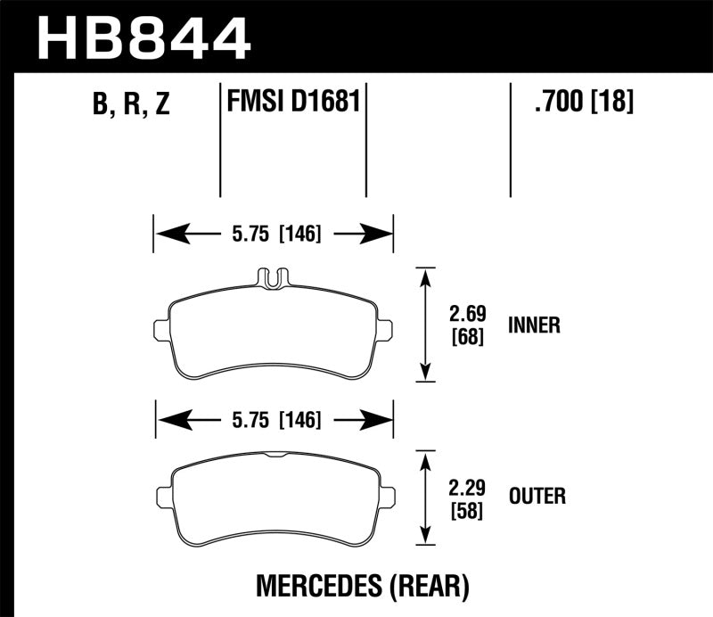 Hawk Performance HPS 5.0 Rear Brake Pads - HB844B.700 Hawk Performance