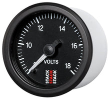 Load image into Gallery viewer, Autometer Stack 52mm 8-18V Pro Stepper Motor Battery Voltage Gauge - Black