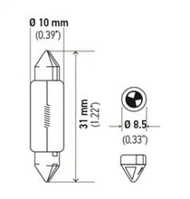 Load image into Gallery viewer, Hella Universal Clear 12V 10W 10x41mm T3.25 Bulb - eliteracefab.com