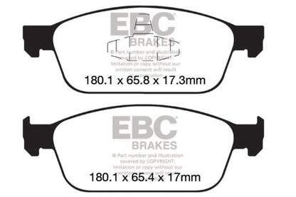 EBC 12+ Ford Focus 2.0 Turbo ST Yellowstuff Front Brake Pads - eliteracefab.com