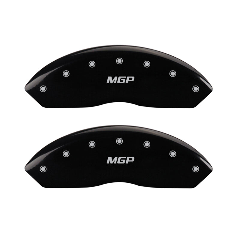 MGP Front set 2 Caliper Covers Engraved Front MGP Black finish silver ch MGP