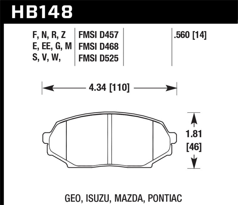 Hawk Performance DTC-50 Front Brake Pads - HB148V.560