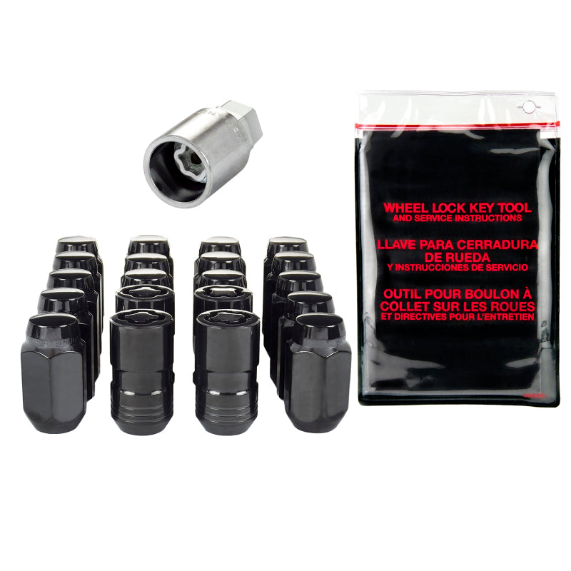 McGard 5 Lug Hex Install Kit w/Locks (Cone Seat Nut) M14X1.5 / 22mm Hex / 1.635in. Length - Black - eliteracefab.com
