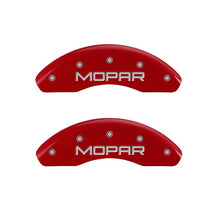 Load image into Gallery viewer, MGP 4 Caliper Covers Engraved Front &amp; Rear MOPAR Red finish silver ch MGP